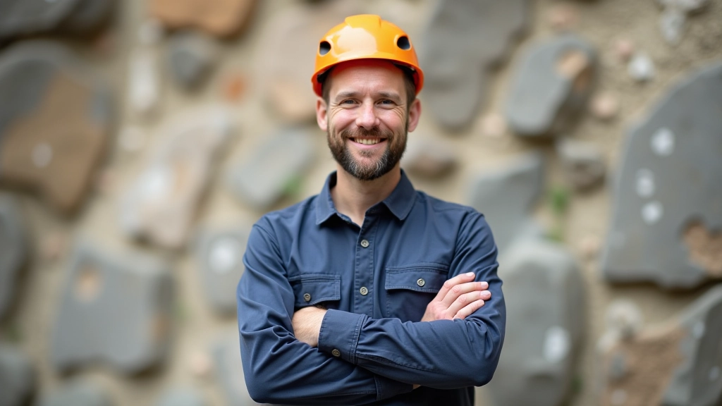 Via ferrata instructor on protected climbing wall