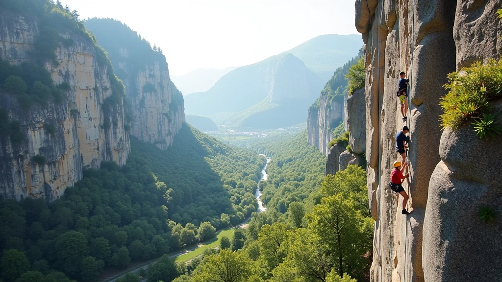 Multi-pitch climbing in Labské údolí valley with dramatic rock formations