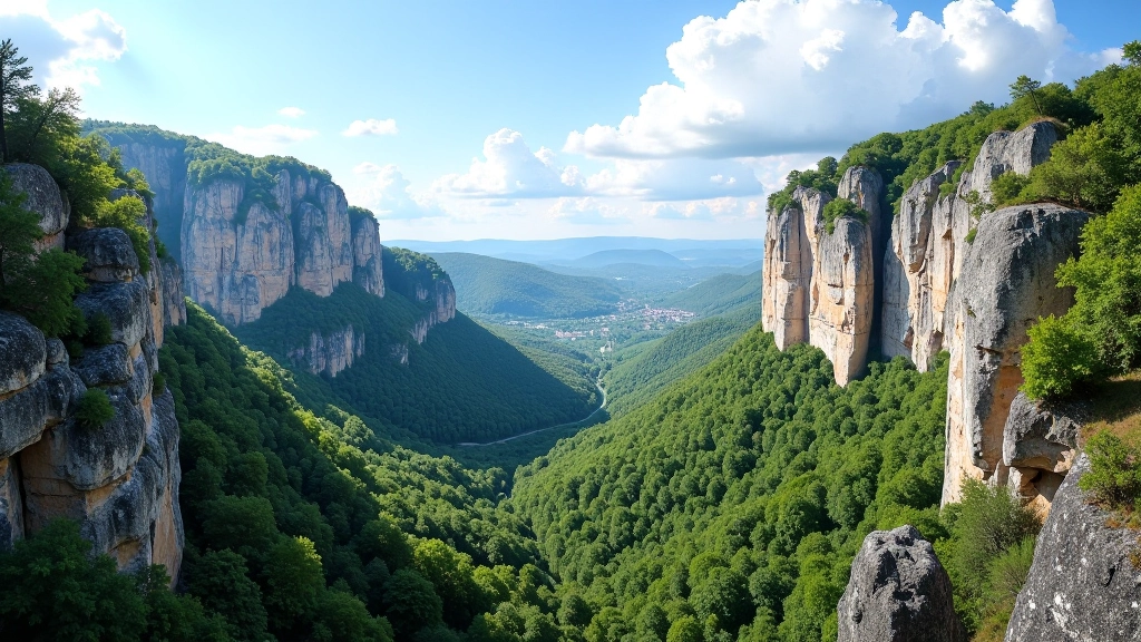 Scenic view of climbing area in Czech Republic mountains